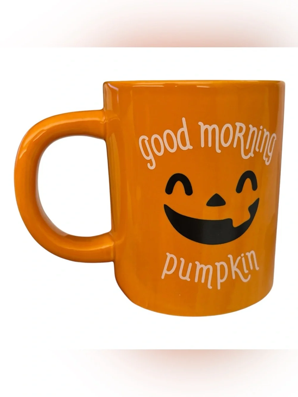 Pearhead Good Morning Pumpkin Mug Coffee Cup Jack-O-Lantern Halloween Fall